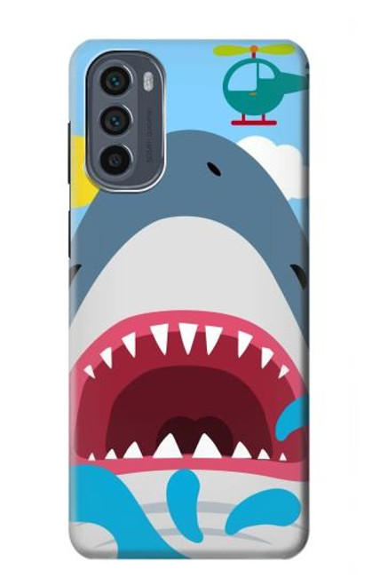 S3947 Shark Helicopter Cartoon Case For Motorola Moto G62 5G