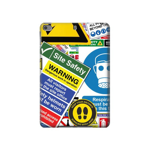 S3960 Safety Signs Sticker Collage Hard Case For iPad mini 4, iPad mini 5, iPad mini 5 (2019)