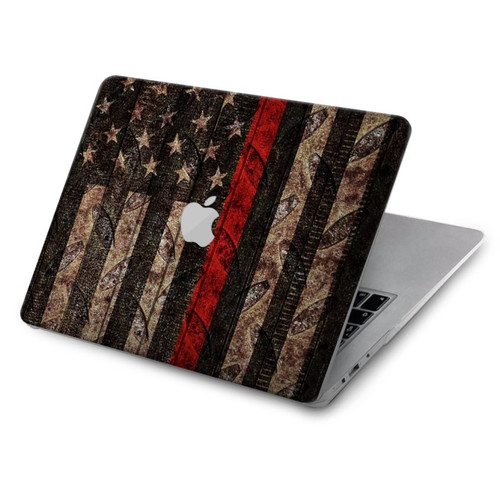 S3804 Fire Fighter Metal Red Line Flag Graphic Hard Case For MacBook Air 15″ (2023,2024) - A2941, A3114