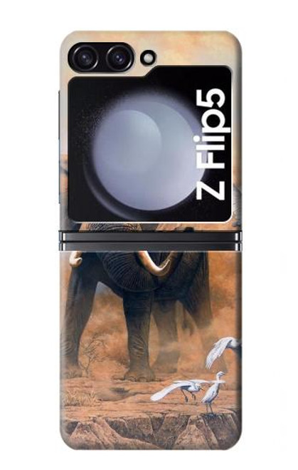 S1292 Dusty Elephant Egrets Case For Samsung Galaxy Z Flip 5
