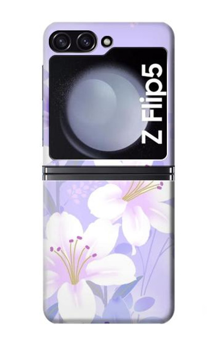 S2361 Purple White Flowers Case For Samsung Galaxy Z Flip 5 S2361 Purple White Flowers Case For Samsung Galaxy Z Flip 5