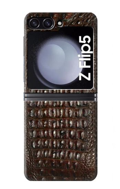 S2850 Brown Skin Alligator Graphic Printed Case For Samsung Galaxy Z Flip 5