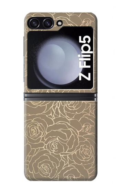 S3466 Gold Rose Pattern Case For Samsung Galaxy Z Flip 5