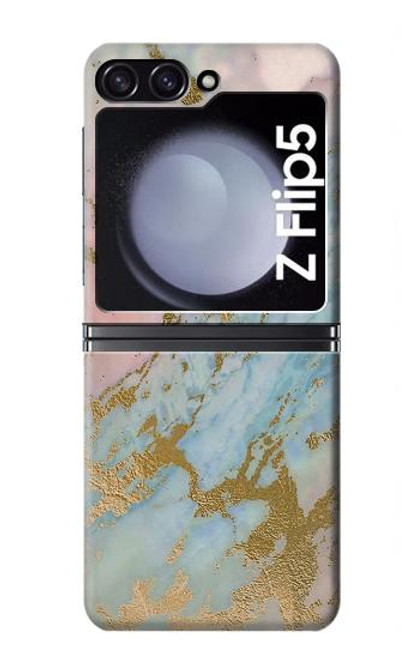 S3717 Rose Gold Blue Pastel Marble Graphic Printed Case For Samsung Galaxy Z Flip 5