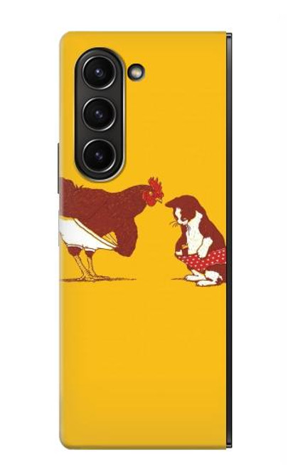 S1093 Rooster and Cat Joke Case For Samsung Galaxy Z Fold 5