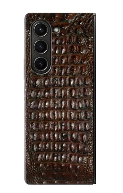 S2850 Brown Skin Alligator Graphic Printed Case For Samsung Galaxy Z Fold 5