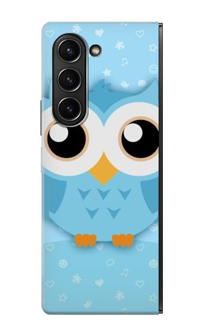 S3029 Cute Blue Owl Case For Samsung Galaxy Z Fold 5