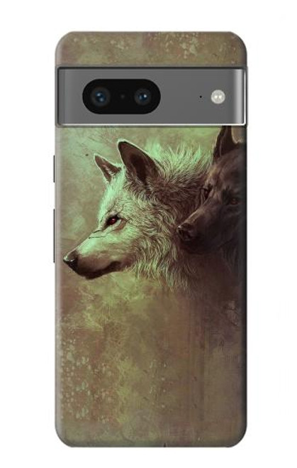 S0931 White Black Wolf Case For Google Pixel 7a