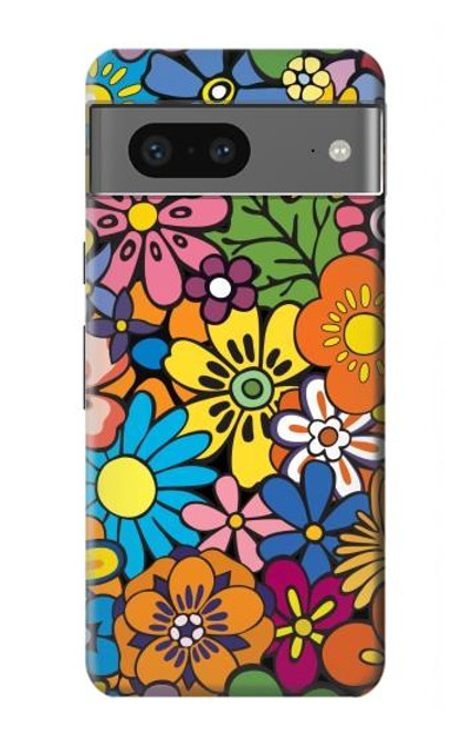 S3281 Colorful Hippie Flowers Pattern Case For Google Pixel 7a