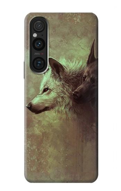 S0931 White Black Wolf Case For Sony Xperia 1 V