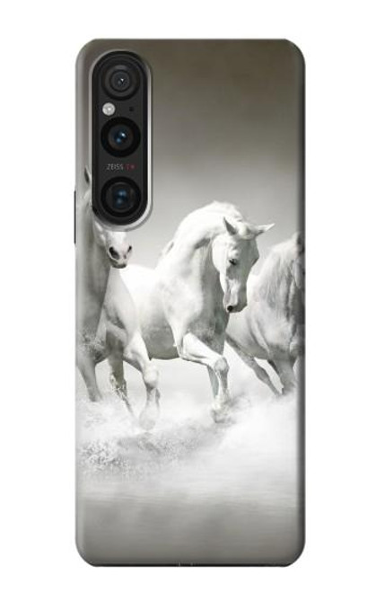 S0933 White Horses Case For Sony Xperia 1 V