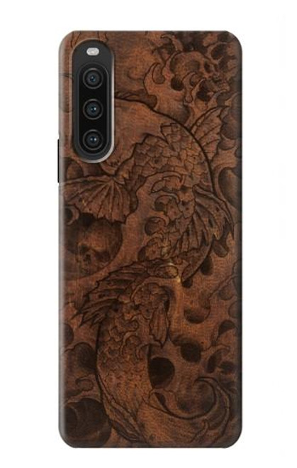 S3405 Fish Tattoo Leather Graphic Print Case For Sony Xperia 10 V