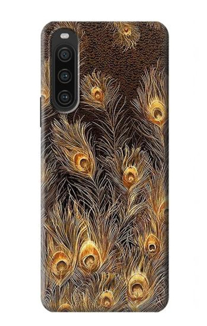 S3691 Gold Peacock Feather Case For Sony Xperia 10 V