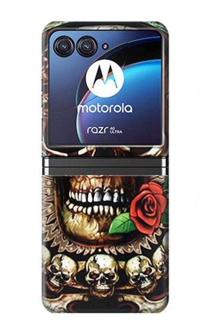 S0753 Skull Wing Rose Punk Case For Motorola Razr 40 Ultra