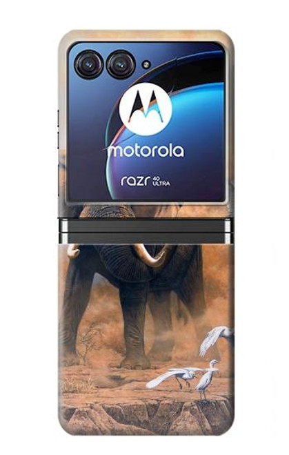 S1292 Dusty Elephant Egrets Case For Motorola Razr 40 Ultra
