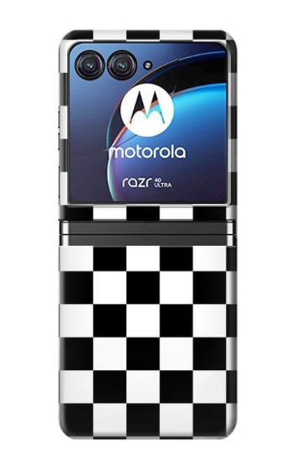 S1611 Black and White Check Chess Board Case For Motorola Razr 40 Ultra