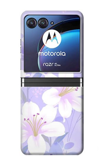 S2361 Purple White Flowers Case For Motorola Razr 40 Ultra