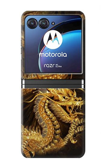 S2804 Chinese Gold Dragon Printed Case For Motorola Razr 40 Ultra