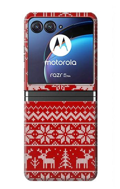 S2835 Christmas Reindeer Knitted Pattern Case For Motorola Razr 40 Ultra