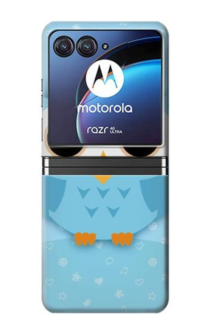S3029 Cute Blue Owl Case For Motorola Razr 40 Ultra