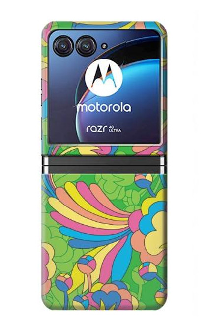 S3273 Flower Line Art Pattern Case For Motorola Razr 40 Ultra