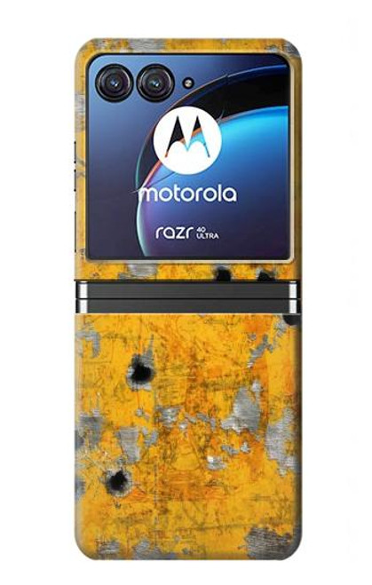 S3528 Bullet Rusting Yellow Metal Case For Motorola Razr 40 Ultra
