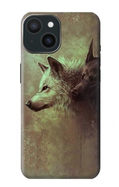 S0931 White Black Wolf Case For iPhone 15