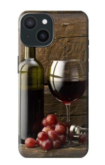 S1316 Grapes Bottle and Glass of Red Wine Case For iPhone 15