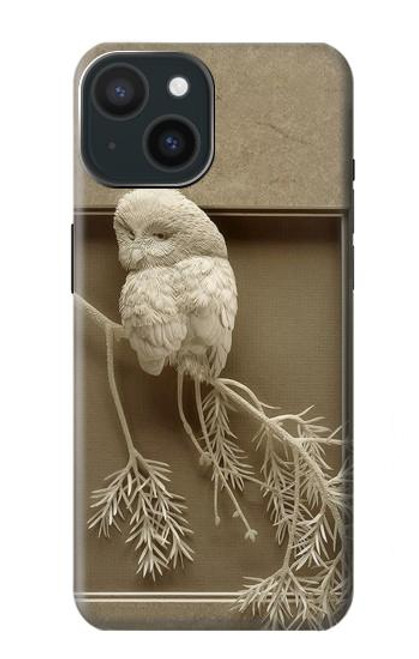 S1386 Paper Sculpture Owl Case For iPhone 15 S1386 Paper Sculpture Owl Case For iPhone 15