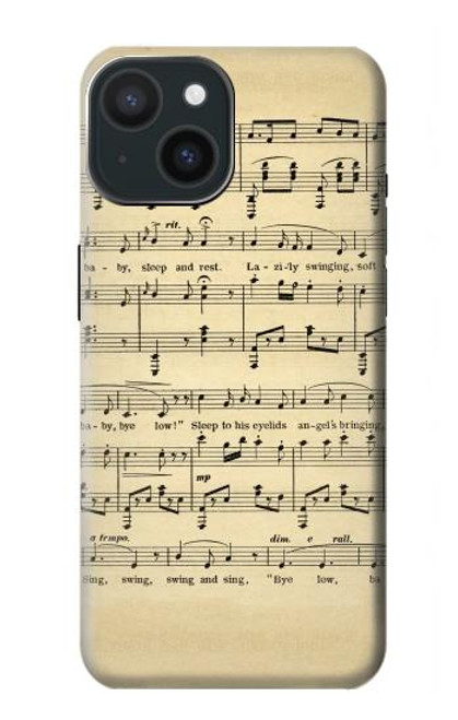 S2504 Vintage Music Sheet Case For iPhone 15