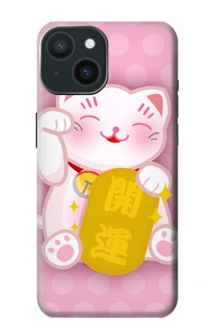 S3025 Pink Maneki Neko Lucky Cat Case For iPhone 15