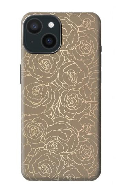 S3466 Gold Rose Pattern Case For iPhone 15