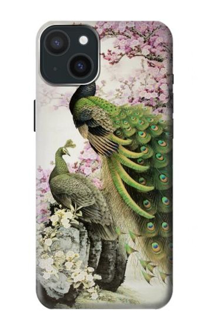 S2773 Peacock Chinese Brush Painting Case For iPhone 15 Plus