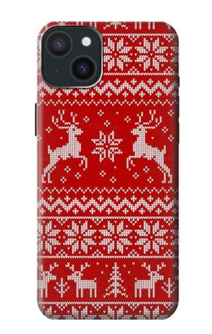 S2835 Christmas Reindeer Knitted Pattern Case For iPhone 15 Plus