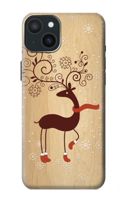 S3081 Wooden Raindeer Graphic Printed Case For iPhone 15 Plus