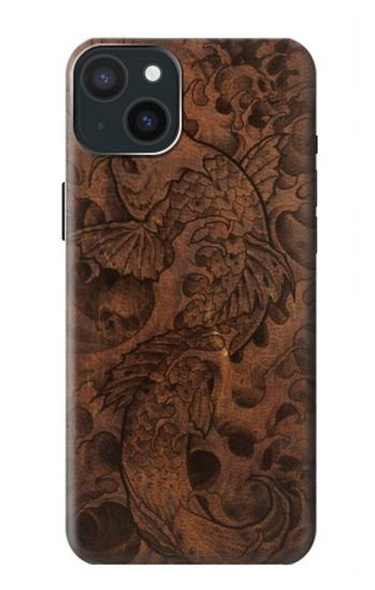 S3405 Fish Tattoo Leather Graphic Print Case For iPhone 15 Plus