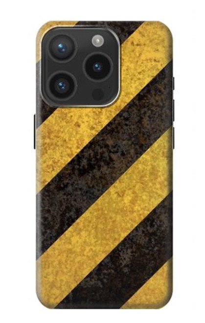 S2231 Yellow and Black Line Hazard Striped Case For iPhone 15 Pro