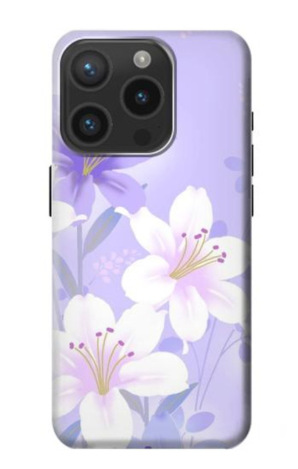 S2361 Purple White Flowers Case For iPhone 15 Pro