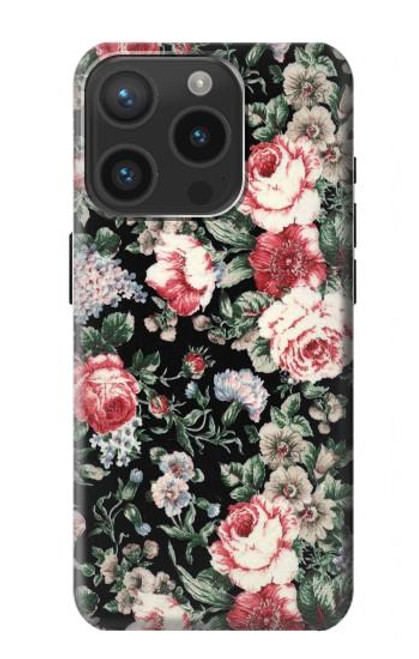 S2727 Vintage Rose Pattern Case For iPhone 15 Pro