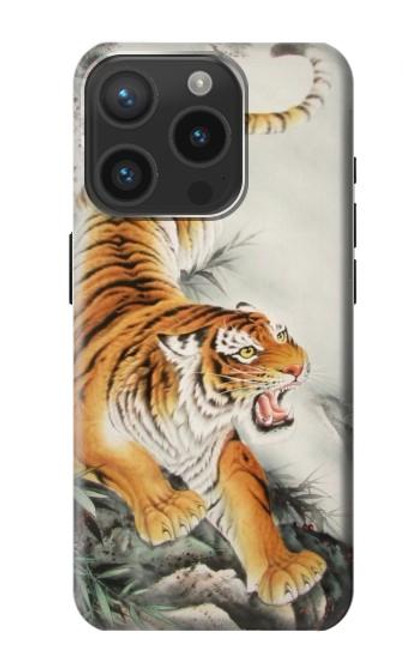 S2751 Chinese Tiger Brush Painting Case For iPhone 15 Pro