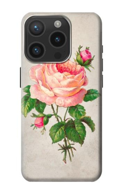 S3079 Vintage Pink Rose Case For iPhone 15 Pro