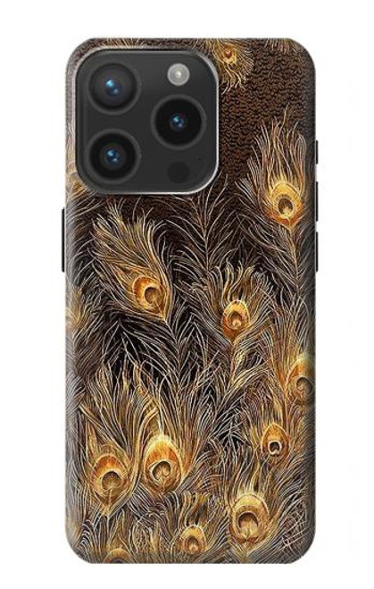S3691 Gold Peacock Feather Case For iPhone 15 Pro