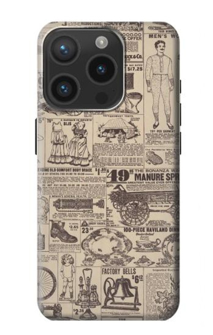 S3819 Retro Vintage Paper Case For iPhone 15 Pro