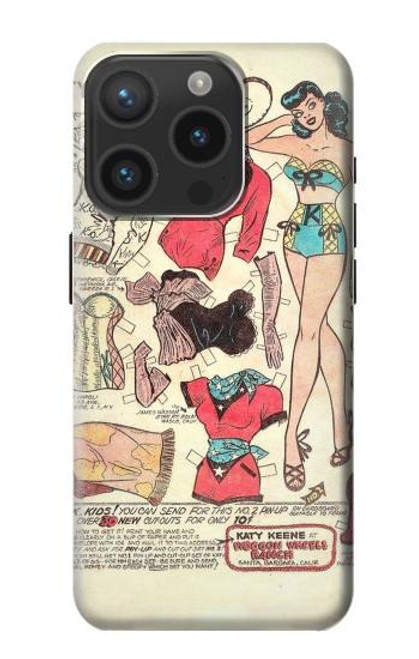 S3820 Vintage Cowgirl Fashion Paper Doll Case For iPhone 15 Pro