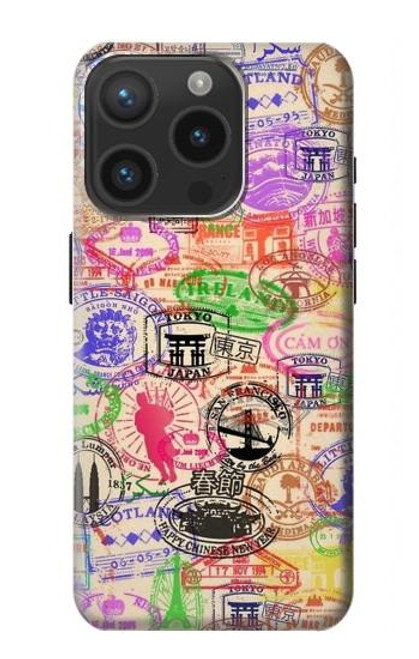 S3904 Travel Stamps Case For iPhone 15 Pro