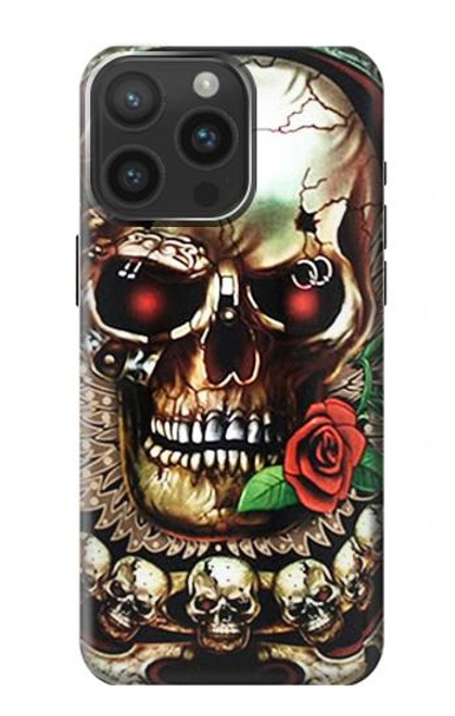 S0753 Skull Wing Rose Punk Case For iPhone 15 Pro Max