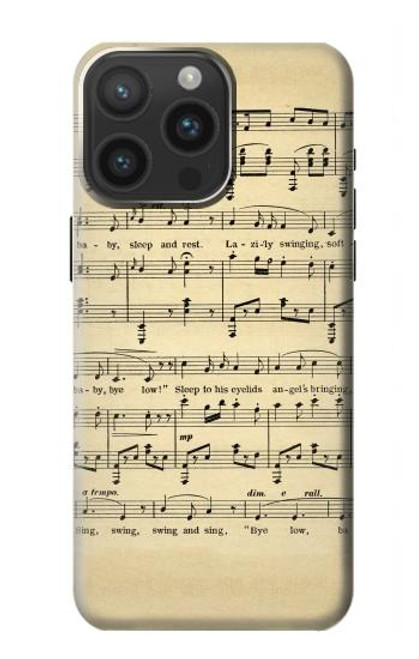 S2504 Vintage Music Sheet Case For iPhone 15 Pro Max