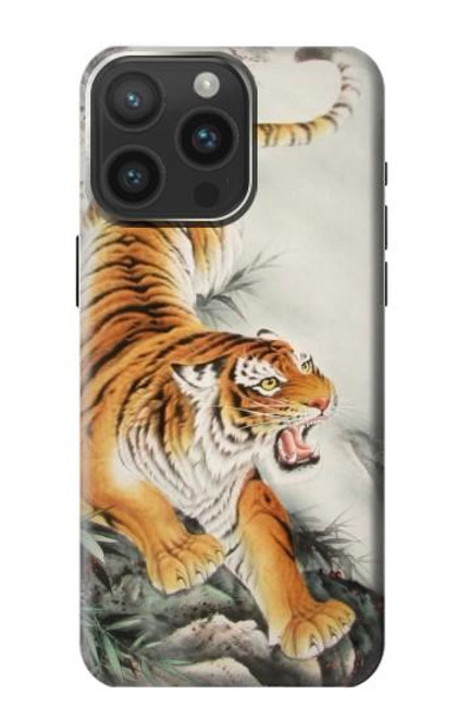 S2751 Chinese Tiger Brush Painting Case For iPhone 15 Pro Max