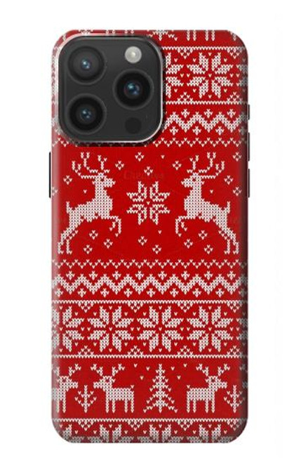 S2835 Christmas Reindeer Knitted Pattern Case For iPhone 15 Pro Max