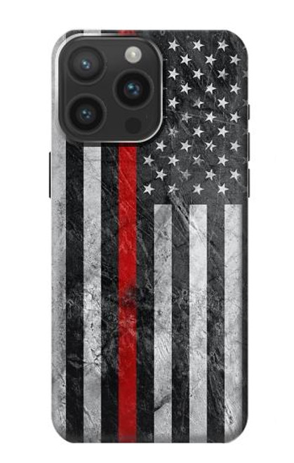 S3687 Firefighter Thin Red Line American Flag Case For iPhone 15 Pro Max